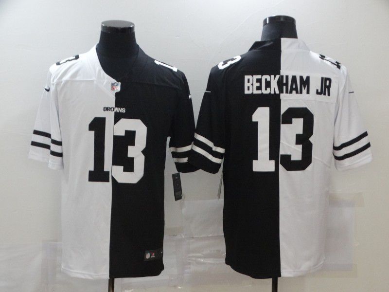 Men Cleveland Browns 13 Beckham jr Black white Half version 2020 Nike NFL Jerseys